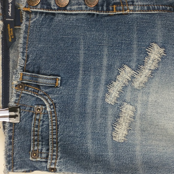 Y2K Vintage Abercrombie & Fitch Womens Cut Off Raw Waist Crop Button Fly Jeans 4 - Picture 3 of 13
